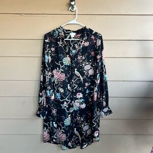 GP & J Barker x H&M floral bird pattern shift dress size 6
